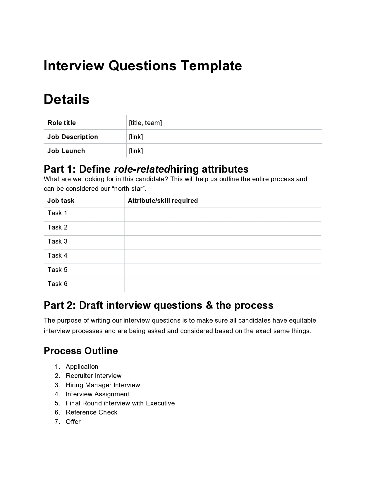 Interviewing Process Template Sample Interview Template VIWQN