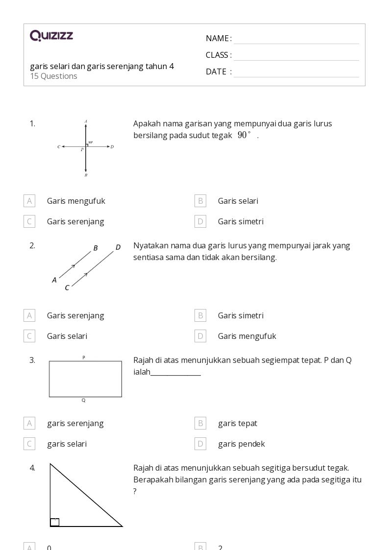 50 lembar kerja Garis untuk Kelas 4 di Quizizz Gratis Dapat Dicetak