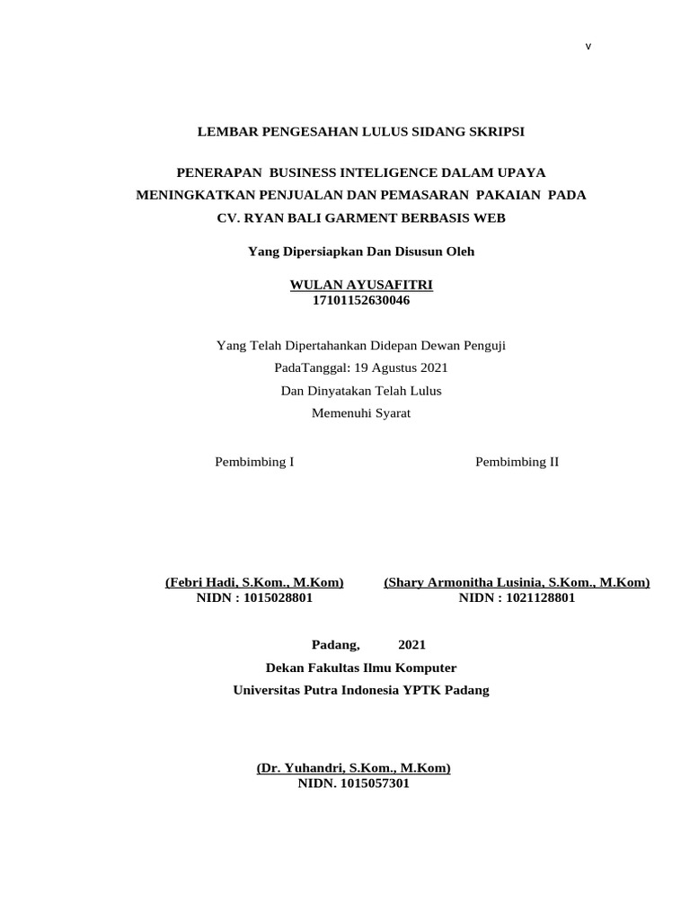 Lembar Pengesahan Lulus Sidang Skripsi PDF