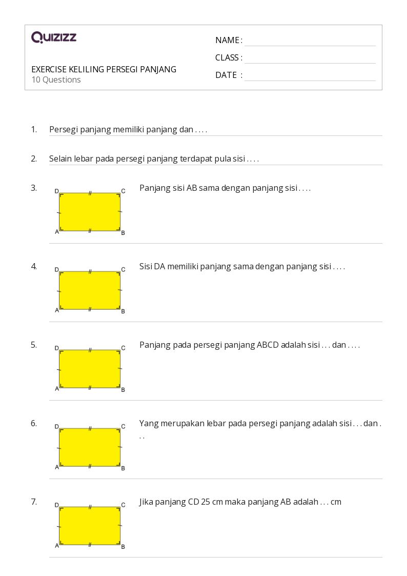 50 lembar kerja Keliling Persegi Panjang untuk Kelas 4 di Quizizz 50 lembar kerja Keliling Persegi Panjang untuk Kelas 4 di Quizizz
