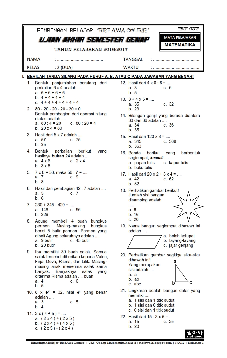 5 Rahasia Bank Soal UAS Matematika Kelas 4 Semester 2 yang Jarang Diketahui Orang Tua 5 Rahasia Bank Soal UAS Matematika Kelas 4 Semester 2 yang Jarang Diketahui Orang Tua