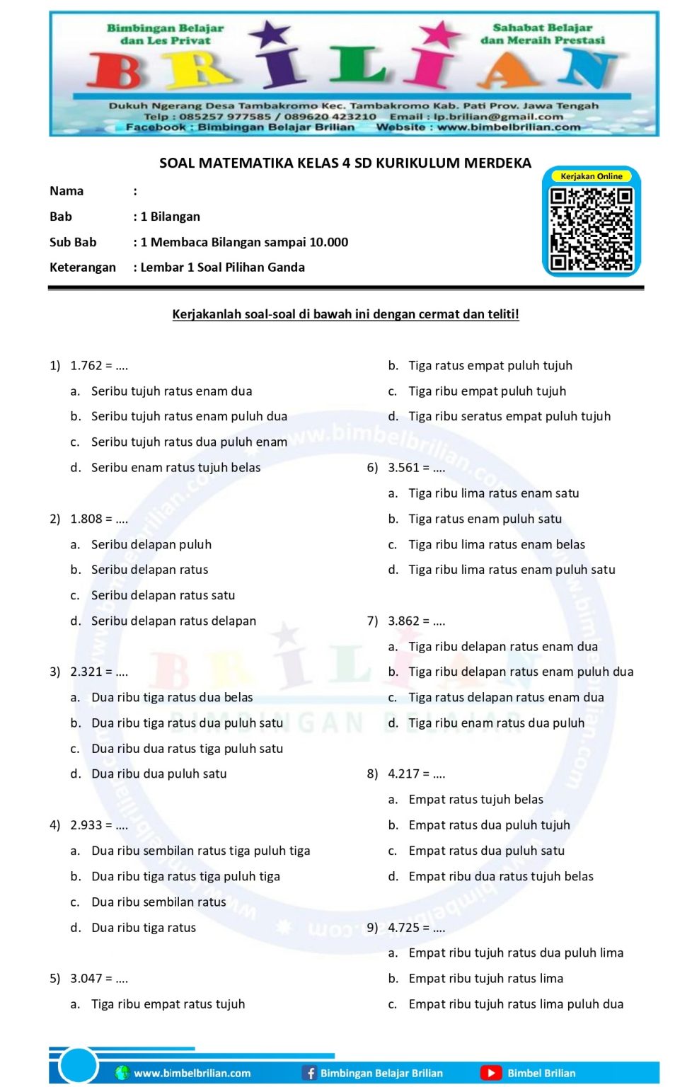Asah Kemampuan Matematika Si Kecil Kumpulan Contoh Soal Pilihan Ganda