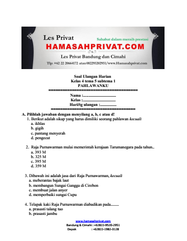 Ini Dia Contoh Soal Tema 5 Pahlawanku Kelas 4 Halaman 5 yang Benar