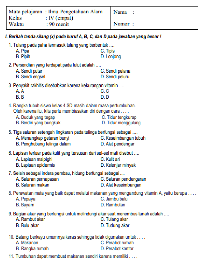 Ternyata Bank Soal UAS IPA Kelas 4 SD Semester 1 Tahun 2026 yang Paling Dicari Ternyata Bank Soal UAS IPA Kelas 4 SD Semester 1 Tahun 2026 yang Paling Dicari