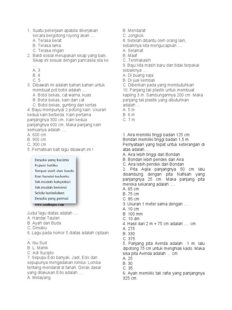 Soal Latihan Matematika Kelas 2 PDF Soal Latihan Matematika Kelas 2 PDF