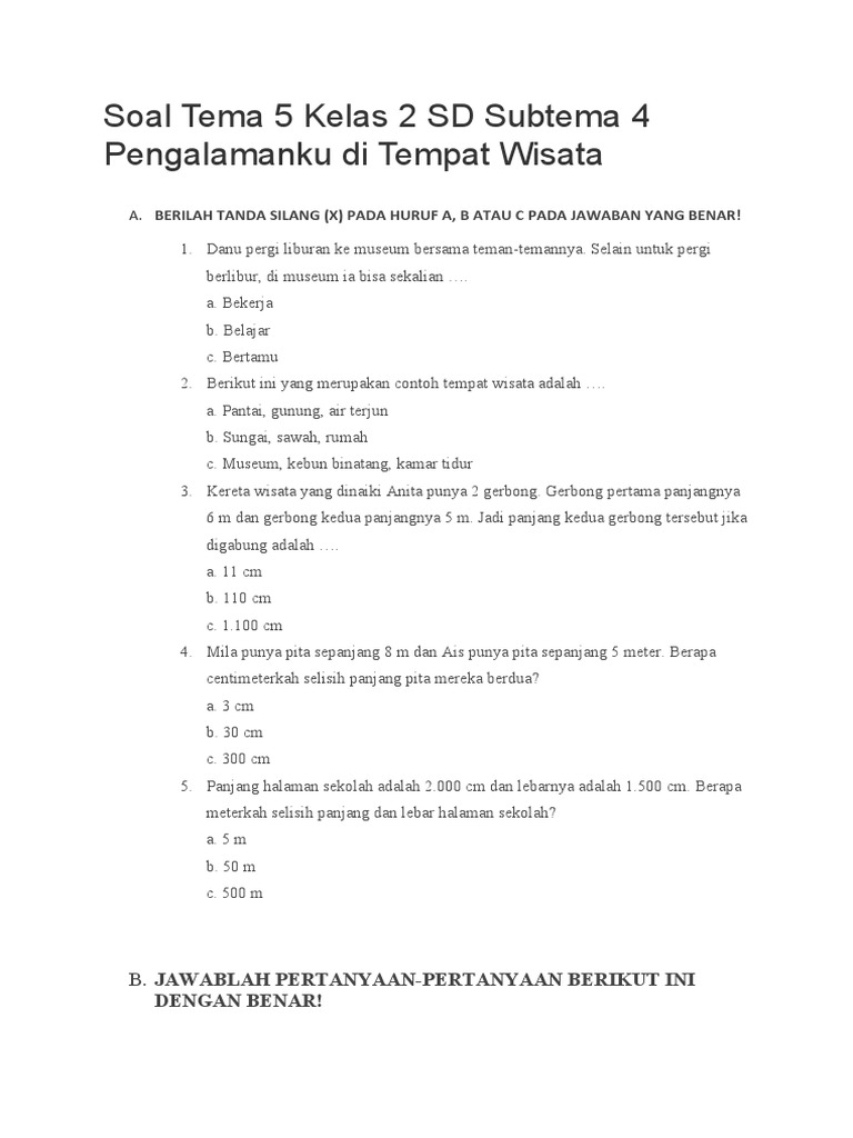 7 Contoh Soal Tema 5 Subtema 4 Kelas 2 SD K13 yang Sering Muncul di Ujian, Ternyata Ini Kunci Jawabannya!
