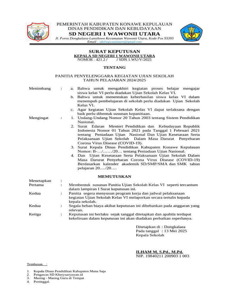 Susunan Panitia Ujian Sekolah Kelas VI PDF Susunan Panitia Ujian Sekolah Kelas VI PDF