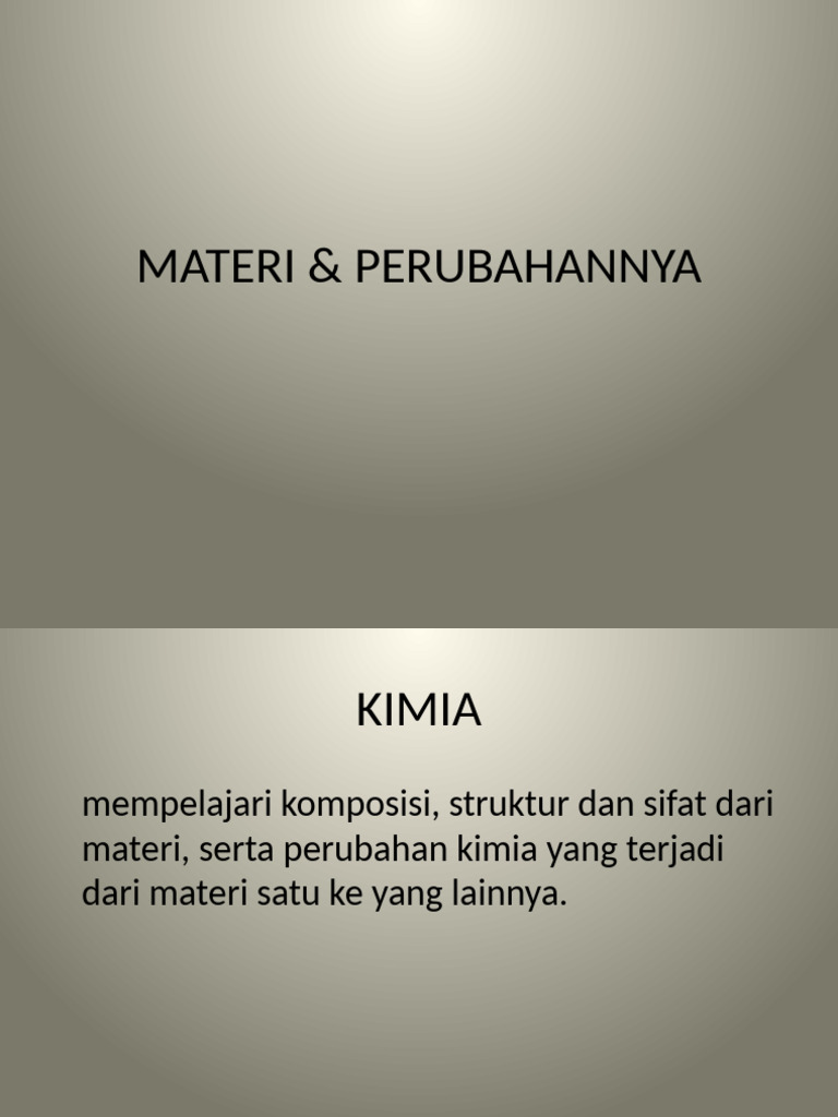 Materi dan Perubahannya dalam Kimia PDF