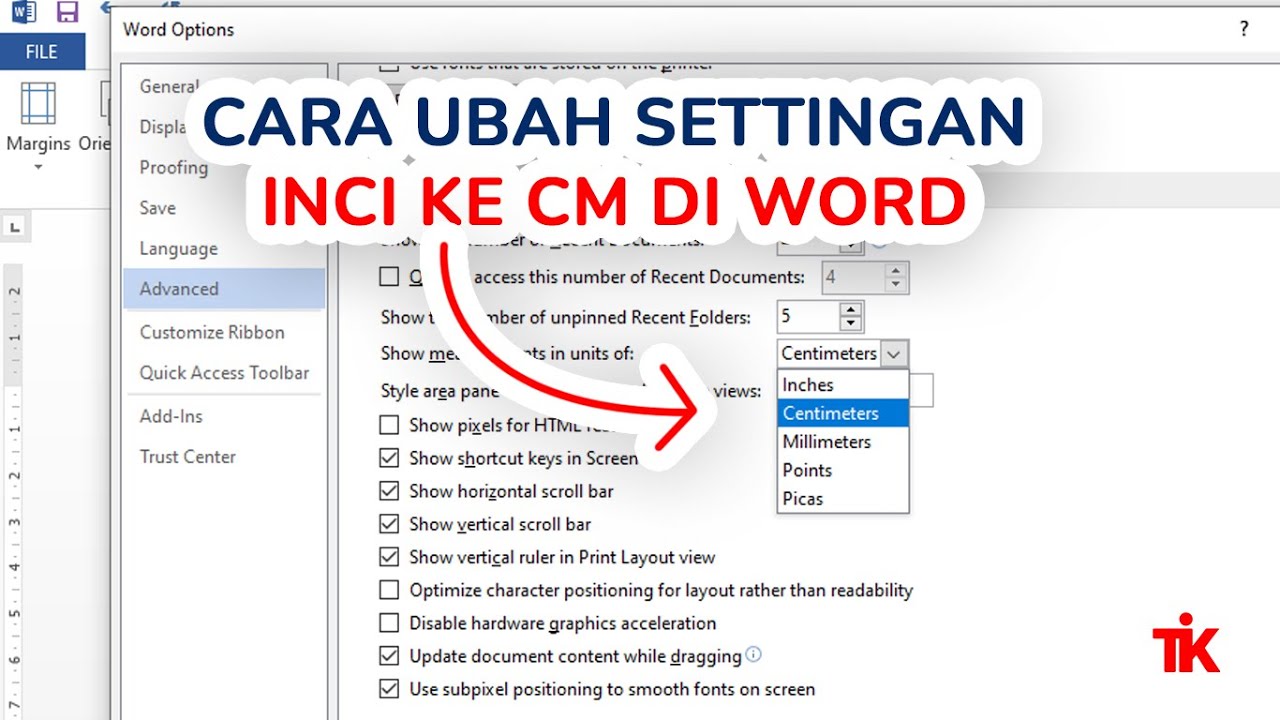 Cara Ubah Settingan Inches Jadi Centimeter di Word - YouTube Cara Ubah Settingan Inches Jadi Centimeter di Word - YouTube
