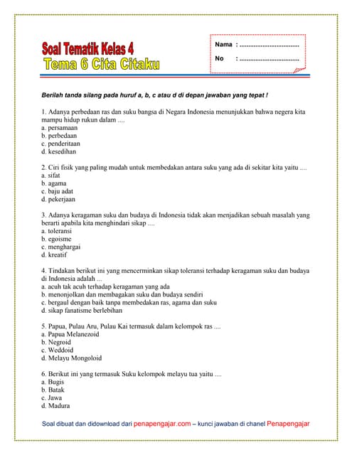 Ternyata Ini Rahasia Menguasai Contoh Soal Tema 6 Kelas 4 Sub Tema 1 yang Jarang Diketahui