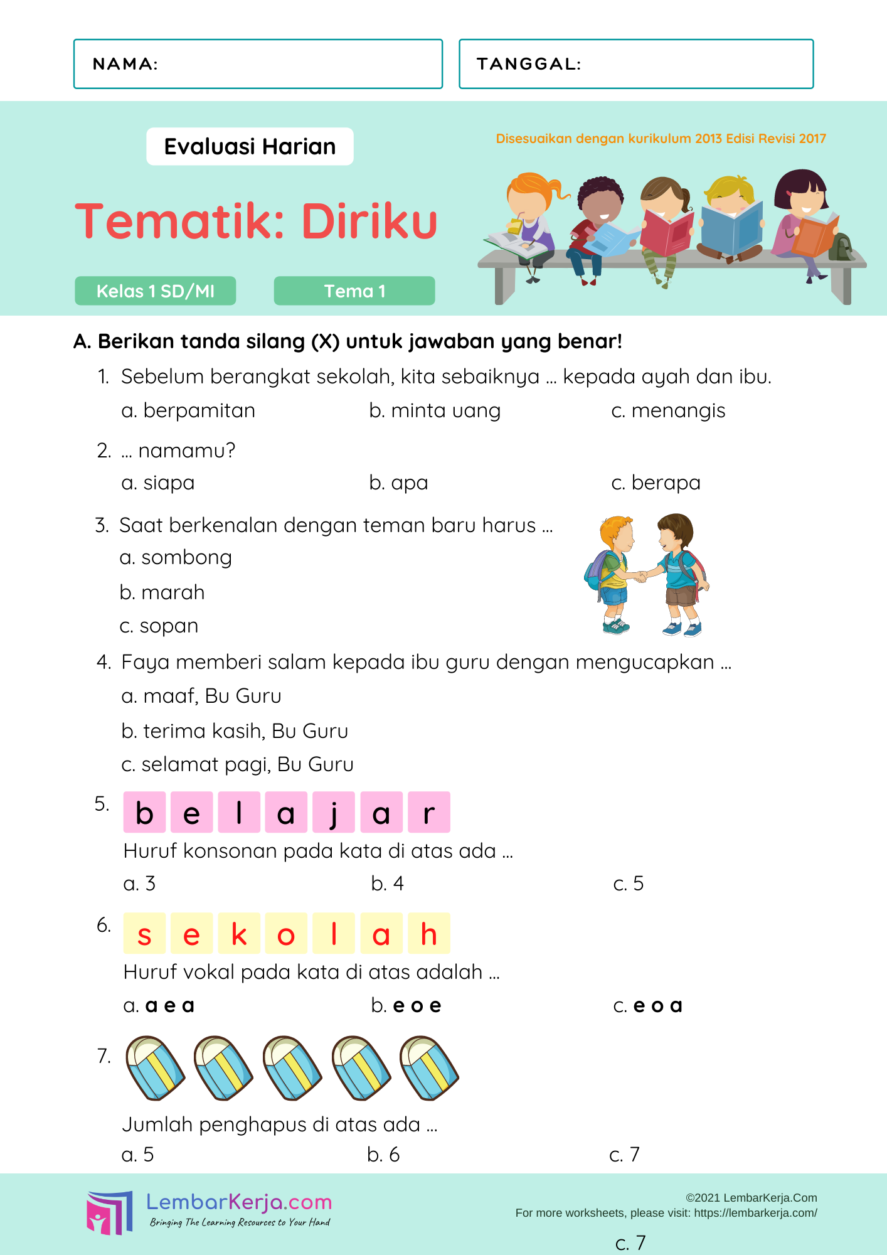 Mengasah Pemahaman Dini Contoh Soal Ulangan Tematik Kelas 1 SD Tema 2