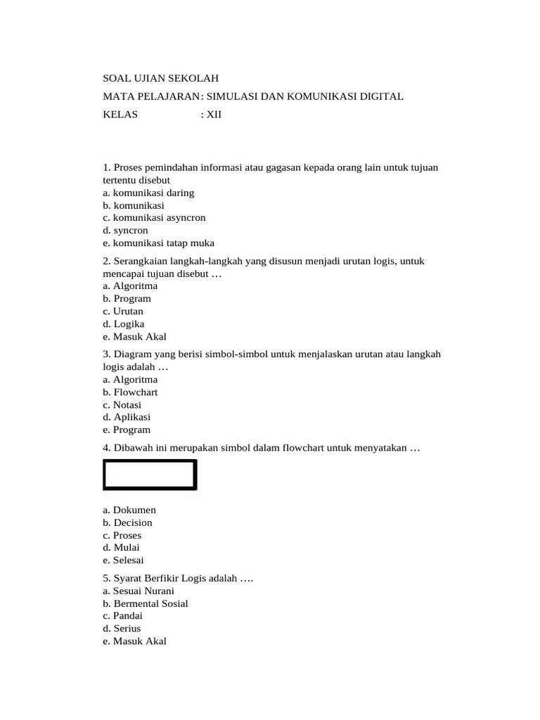 soal ujian sekolah simulasi digital kelas 12 smk