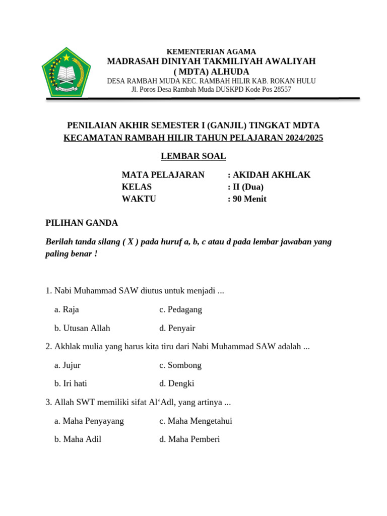 Rahasia Lulus Ujian Ternyata Ada di Kumpulan Soal Aqidah MDTA Kelas 2 Terbaru Ini Rahasia Lulus Ujian Ternyata Ada di Kumpulan Soal Aqidah MDTA Kelas 2 Terbaru Ini