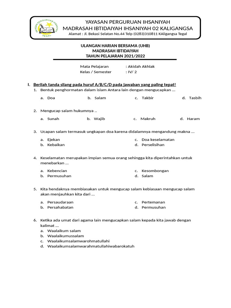 Rahasia Skor Sempurna Kerjakan Soal Aqidah Kelas 4 Semester 2 Kurikulum 2013 Terbaru Rahasia Skor Sempurna Kerjakan Soal Aqidah Kelas 4 Semester 2 Kurikulum 2013 Terbaru