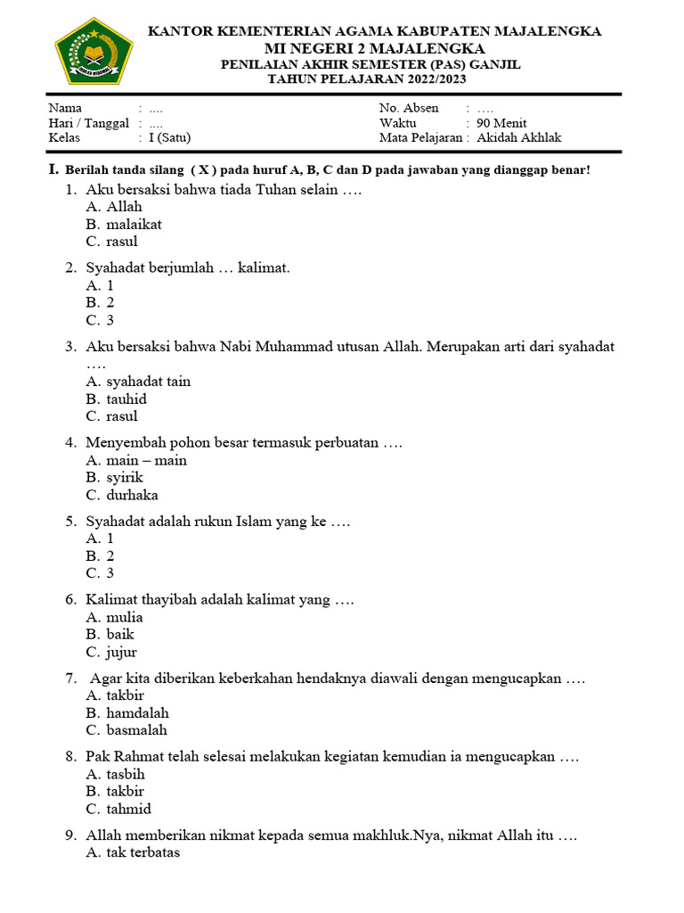 Rahasia Sukses Menjawab Soal Aqidah-Tauhid Kelas 1 SD Semester 2 2017 Ternyata Mudah Rahasia Sukses Menjawab Soal Aqidah-Tauhid Kelas 1 SD Semester 2 2017 Ternyata Mudah