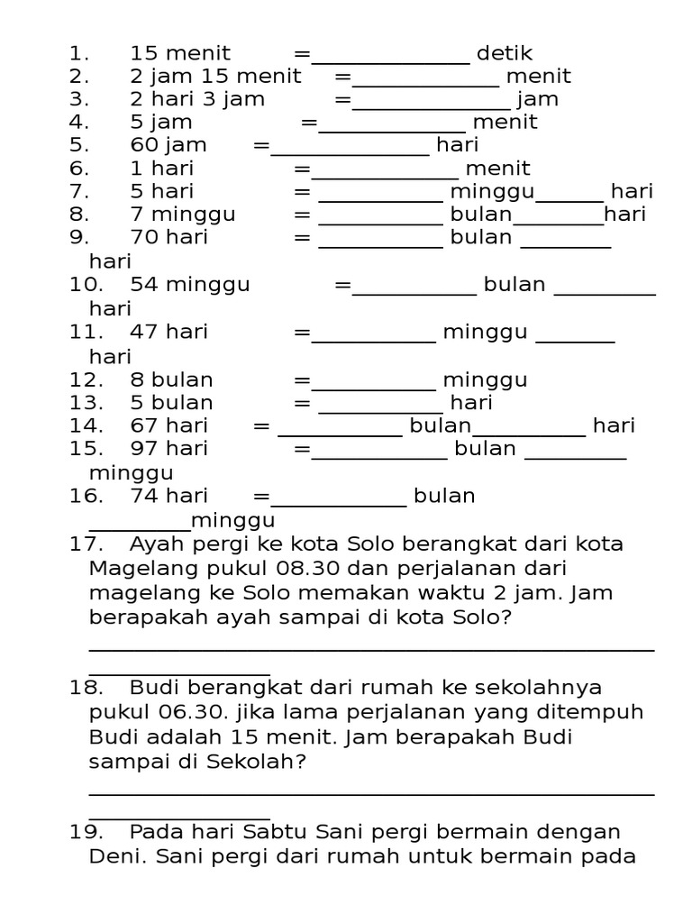 Ternyata Begini Cara Mudah Menjawab Soal Tentang Satuan Waktu Kelas 3 SD Agar Nilai Sempurna