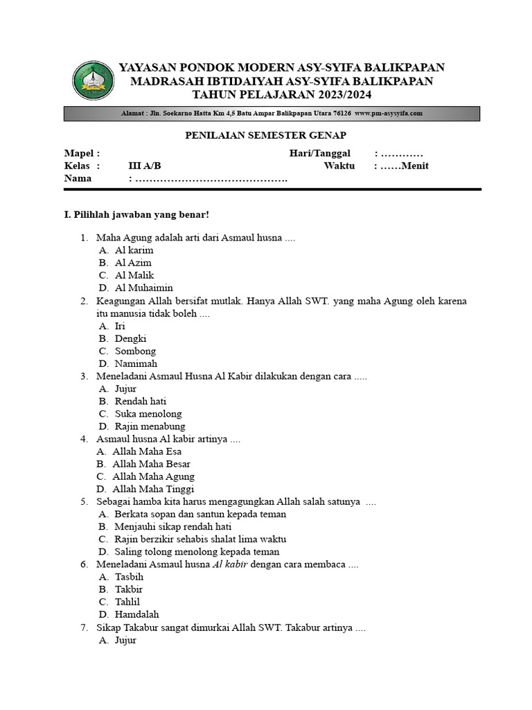 Wajib Tahu 3 Rahasia Menjawab Soal Aqidah Kelas 3mda Semester 2 Terbaru Agar Nilai Sempurna Wajib Tahu 3 Rahasia Menjawab Soal Aqidah Kelas 3mda Semester 2 Terbaru Agar Nilai Sempurna