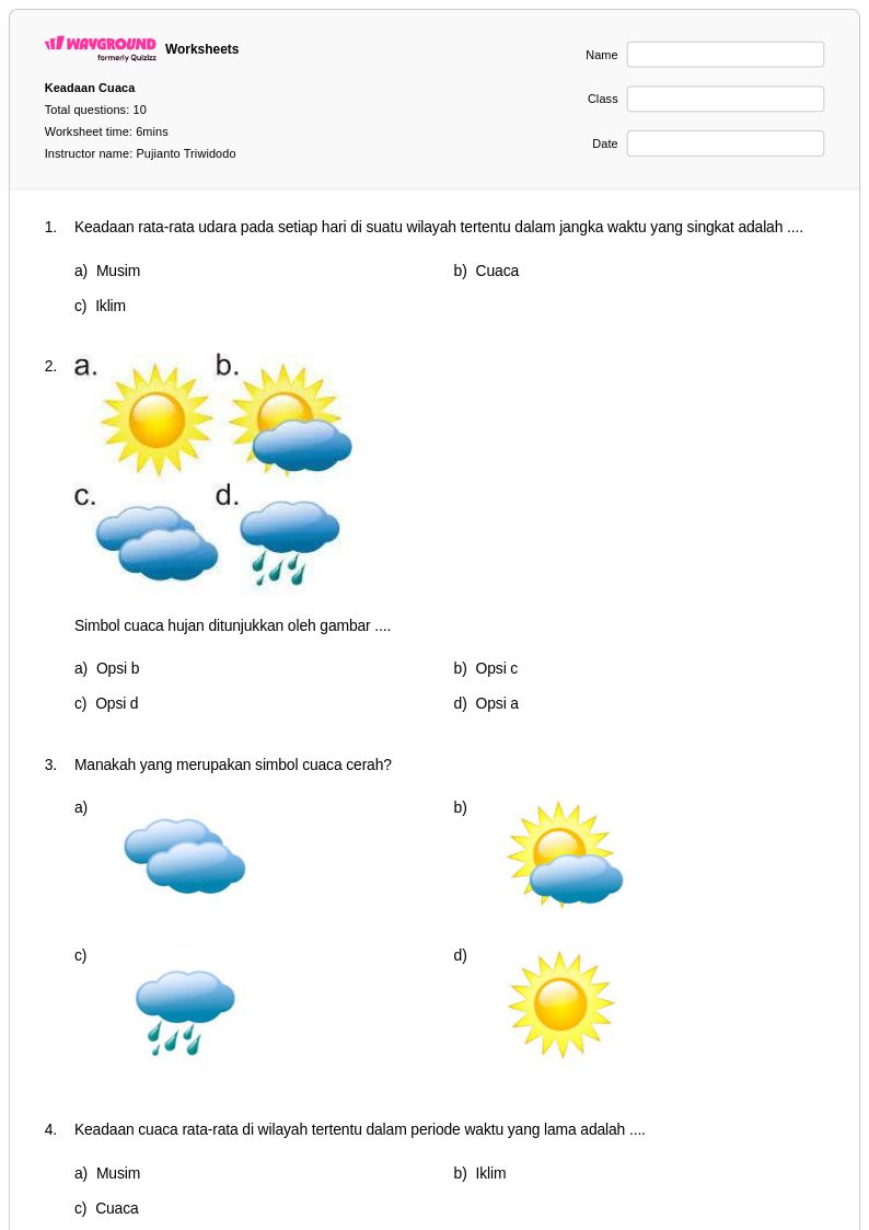 Wajib Tahu Kumpulan Soal Tentang Perkiraan Cuaca Kelas 3 SD Agar Anak Makin Pintar